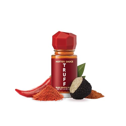 Image of TRUFF Hotter Sauce 4-Pack Mini Set, Portable Travel Bottles of Gourmet Hot Sauce, Black Truffle and Chili Peppers, Gift Idea for the Hot Sauce Fans, An Ultra Unique Flavor Experience (1.5 oz, 4 count)