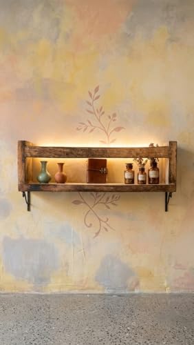 Image of Wooden wall Shelves, wall-Mounted Book Shelves for Living Rooms, Kitchens, and bedrooms, Floating wall Shelves, and wall-Mounted displays