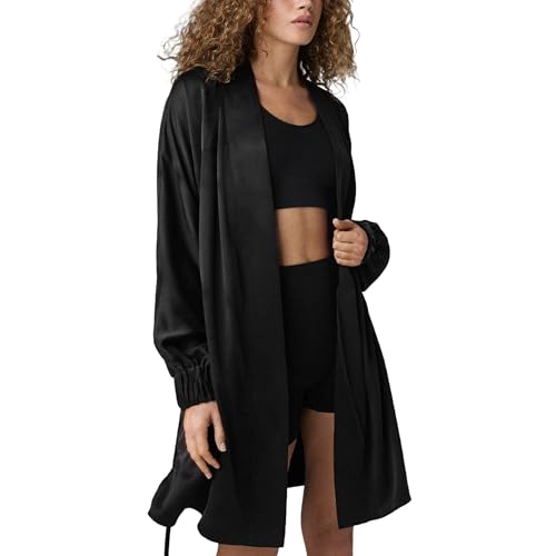 Image of Lunya Washable Silk Robes for Women - Lightweight Short Robes with Pockets, Removable Belt & Interior Tie - Multiple Colors