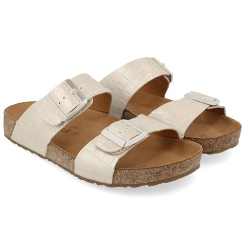 Image of HAFLINGER Andrea Elegant Leather Sandals with Rubber Sole and Cork Latex Footbed Unisex