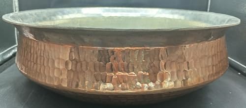 jewellary hub Heavy Gauge Copper Lagan Handi | Hammered Kalai Chicken Biryani Pot | Cooking Pot | Sipri Utensils with Lid (Copper, 10 Liter)