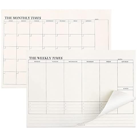 Weekly Monthly Planner,Weekly Monthly Planner Pad Desk,Undated Calendar Personal Desktop Organiser -120 Sheets for Organising Goals,Tasks,Notes and Fitness Planning Cover