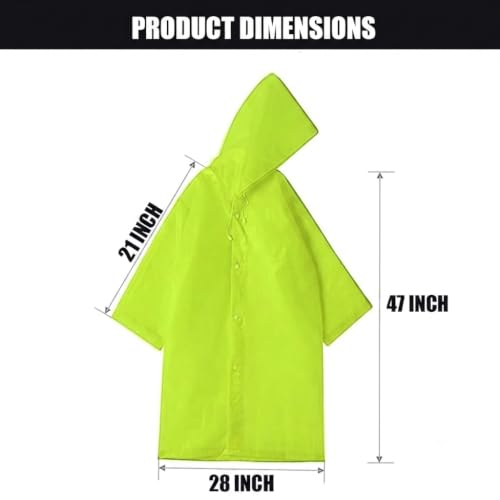 Image of Motopack EVA Waterproof Raincoat for Men & Women with Hood | Unisex Reusable Transparent Universal Rain Wear Lightweight Full Sleeve Poncho with Button Closure for Travel Camping & Hiking (Neon Green)