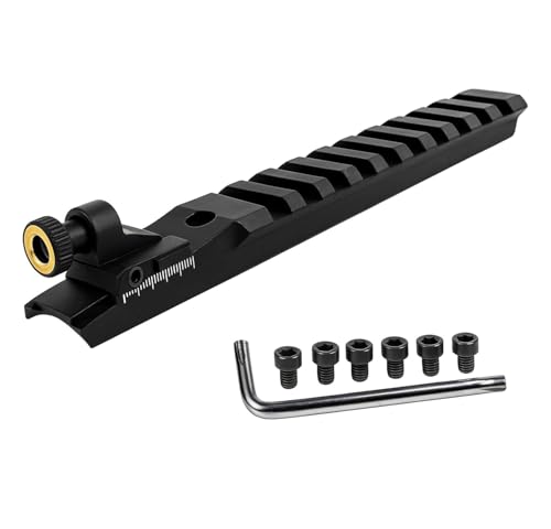 Gotical Adjustable Peep Sight for CVA Optima, Kodiak, Wolf, and Accura Old and Newer Hole Pattern with Scope Picatinny Rail Mount Base, Aluminum Housing 6 pcs Mounting Screws