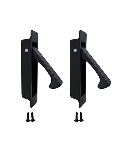 Image of QCAA Forged Solid Brass Aged Pull, Sliding Pocket Door Pull Handle Edge Pull, Matte Black, 2 Pack, Made in Taiwan