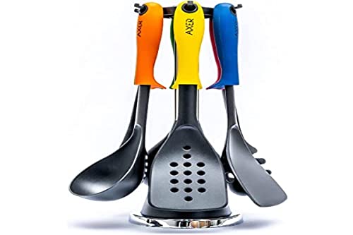 Axer Juego de utensilios elevados de cocina con soporte, juego de 6 unidades, multicolor