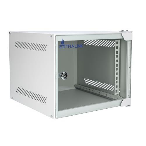 Extralink Netzwerkschrank 10 Zoll 4HE - Serverschrank 310 mm Tiefe - Stand- oder Wandmontage Traglast 30 kg 180 Öffnung Grau ideal für Heimnetzwerk & IT-Geräte