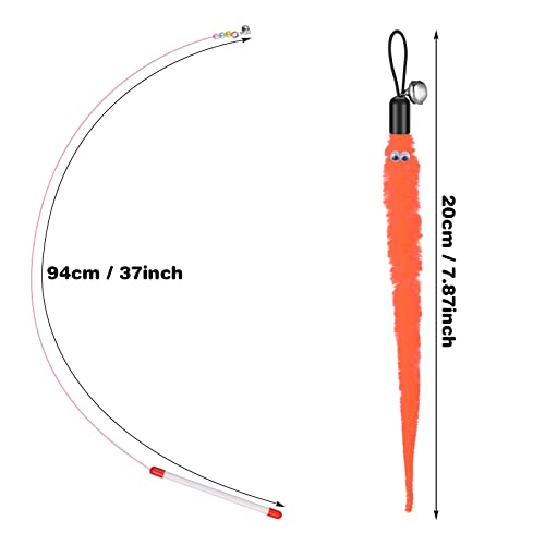 Cobee Katzenspielzeug Ersatz, 6 Stück pelzige Schwanzwürmer mit Glöckchen + Katzenangel Rutenspielzeug, Katzenstab Nachfüllungen, sortierte Teaser Nachfüllungen mit Glöckchen für Katzen und Kätzchen - Image 6