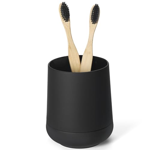 Matte Black Silicone Boot Toothbrush Holders Modern Tooth Brushing and Toothpaste Holder Tumbler Cup for Bathroom Organizer (Black)