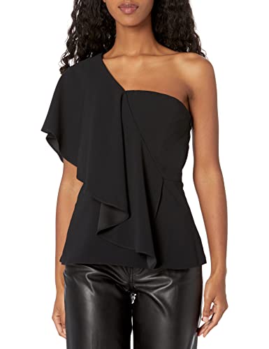 Trina Turk Women's One Shoulder top, Black, 12 Trina Turk Women's One Shoulder top, Black, 12