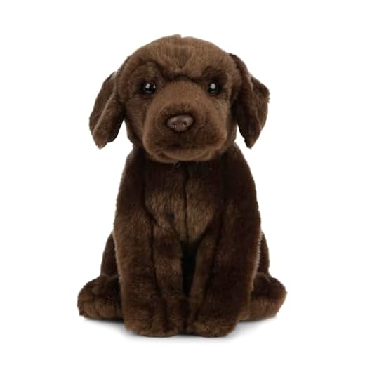 Peluche Living Nature - Chien Labrador en peluche, brun chocolat (20 cm)