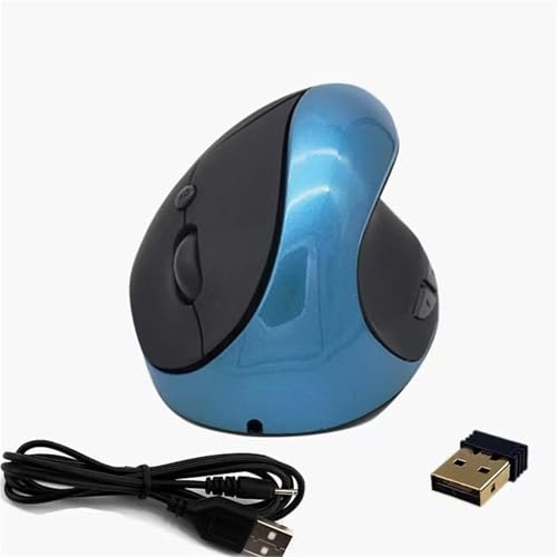 Ratón vertical ergonómico 2.4G inalámbrico recargable azul con 3 DPI para varios dispositivos