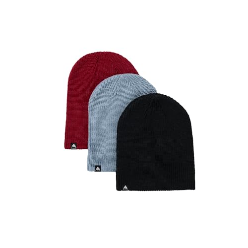 Burton Kids' Recycled DND Beanie (3 Pack), True Black/Dusty Blue/Deep Red, One Size