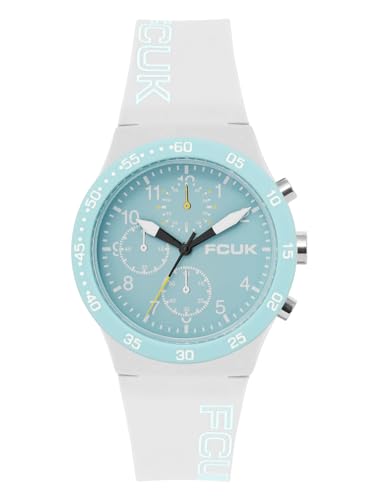 Image of FCUK BEAT FW25 Unisex Analog Watch with White Case & Matt Blue Dial - FC184W