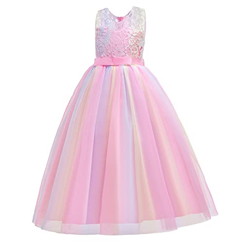 MYRISAM Big Girls Lace Junior Bridesmaid Wedding Dress Sleeveless Bowknot A-Line Tulle Birthday Dress Pageant Party Ball Gown3