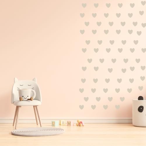 Image of Pastel Color Heart Sticker for Scrapbook or for Wall Decoration, Nursery Decor, Home Decor (Brown)