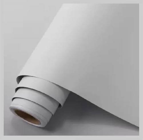 Image of WALLMATE Grey Wallpaper Matte Solid Gray Contact Paper Texture Self-Adhesive Peel and Stick Thick Removable Wallpaper for Bedroom Cabinets Livingroom (24 x 96 inch, Light Grey Matte)