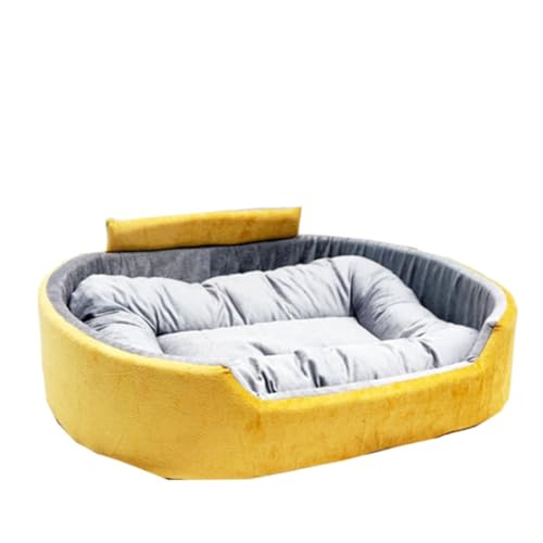 Image of Furry Smile Letest Dog Beds, Dog Sofas & Chair with Collar, Indoor Outdoor Dog beds (3XL, Yellow & Grey)