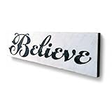 Believe Sign - Carved in Solid Wood | Rustic Distressed Finish | Farmhouse Vintage Style | Christmas Decoration | Handmade in NC