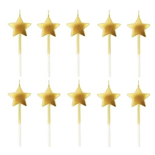 ZHjuju Vela de Cumpleaños en Forma de Estrella,10 piezas Bonitas Velas de Cumpleaños en forma de Estrella para Decoración de Tartas de Fiesta, Boda, Suministros,Oro | Ya disponible en tu tienda friki favorita! En mundofriki.es!