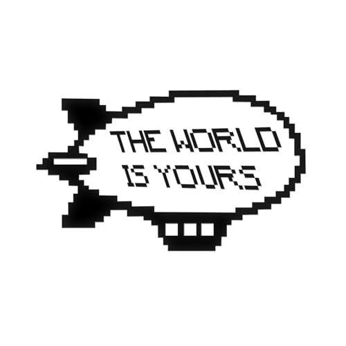 No Background - Waterproof Car Sticker Decal of The World is Yours Blimp for Laptops, Water Bottles, Cars, Trucks, Wall Ideal Gift (2 Pcs Black 8.3'' x 5.0'') |h68953BL