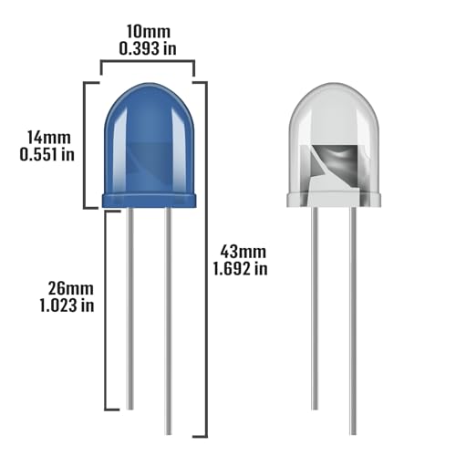 ALLECIN Kit de Sortimento de Luz de Diodo Led de 10 Mm, 10 Cores, Branco, Vermelho, Verde, Azul, Ama