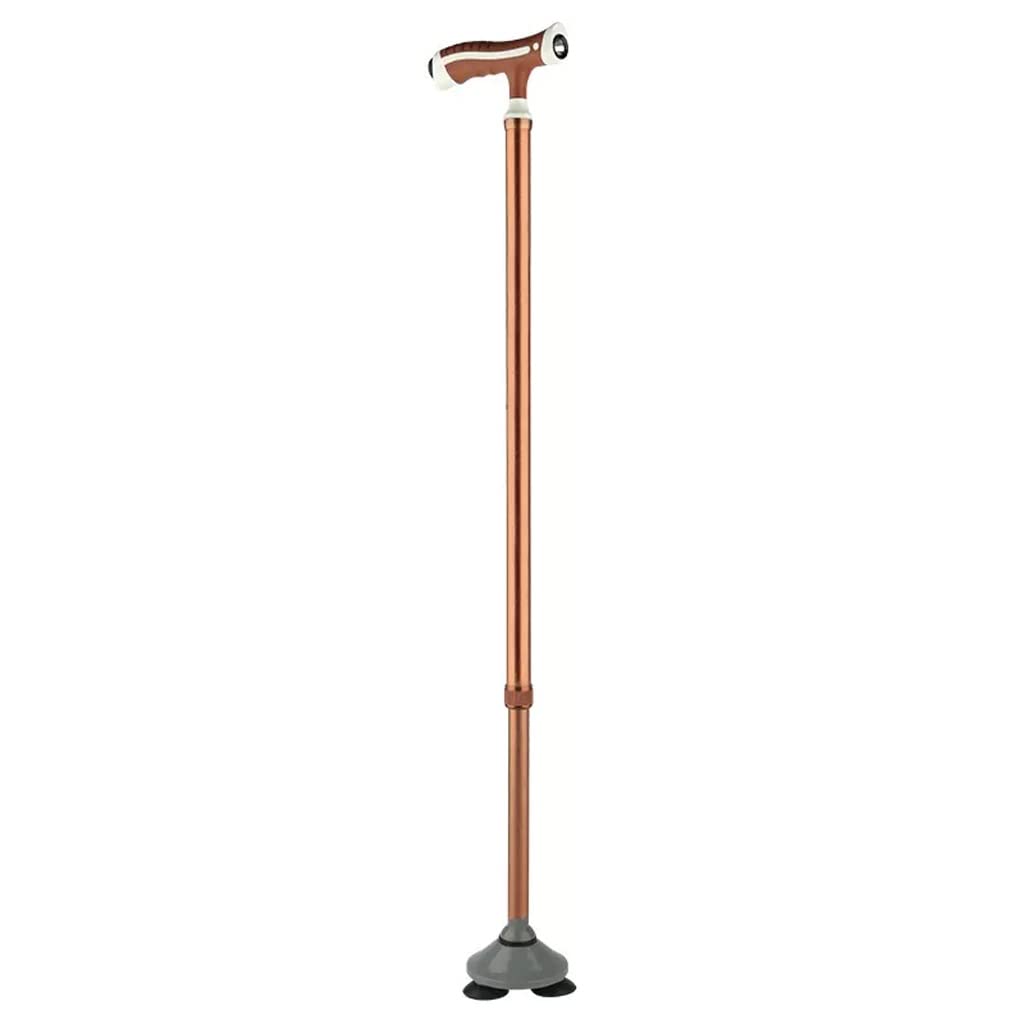 GCX- Muletas for Ancianos, Bastones Antideslizantes for Ancianos, Bastón De Cuatro Patas, Ayuda Ligera for Caminar Firma (Color : Brown, Size : LED Model)