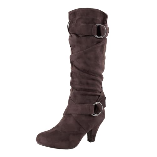 Bottes femme mi-mollet bout pointu talon plat chaussures à fermeture zip