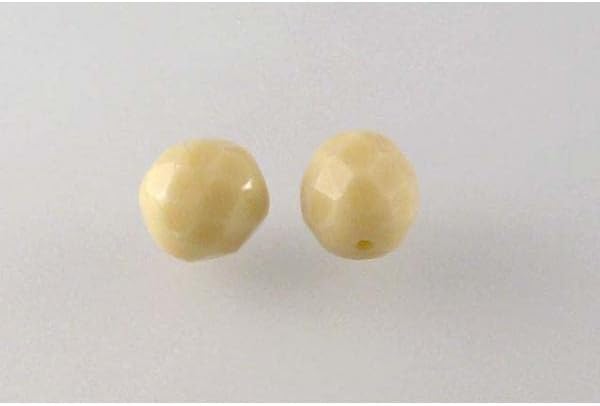 10pcs Fire Polished Faceted Beads Round 12 mm, Opaque Beige (13010), Bohemia Crystal Glass, Czechia 15119001