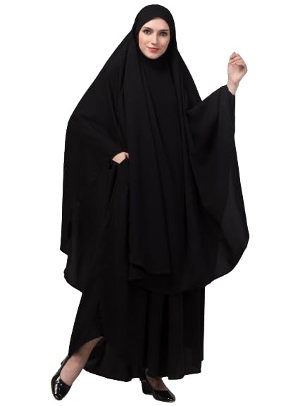 nazneen Black 3 pcs set of Abaya Khimer and Nose piece-picture-18