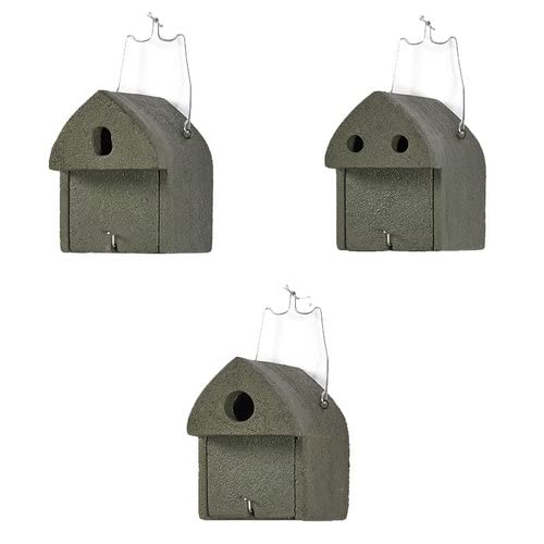 3er Nistkastenset der Frühling kann kommen aus Holzbeton -Fledermäuse, Feldsperling, Blaumeise, Sumpfmeise, Star, Gartenrotschwanz, Kohlmeise, Haussperling, Kleiber, Fledermäuse.