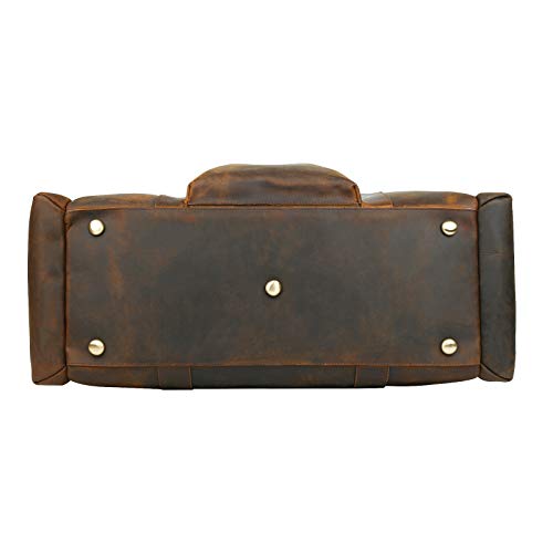 Polare 23'' Full Grain Cowhide Leather Weekender Duffle Bag Overnight Luggage Travel Carry on Duffel Bag For Men