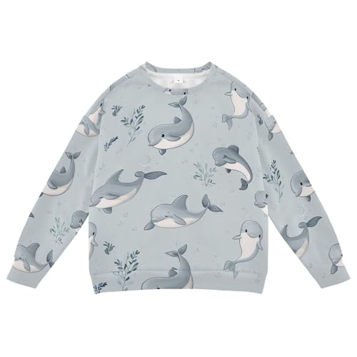 JUNZAN Cute Dolphin Silver Little Kids Sweatshirt Hoodie Long Sleeve Outerwear for Kids Camping 4T