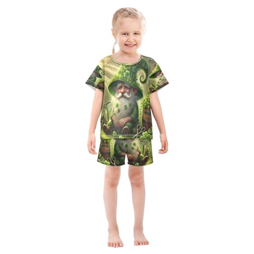 Gnome St Patricks Pajama Set Short Sleeve Pajamas Shorts Sets Cotton Soft Loungewear Sleepwear 5Y3