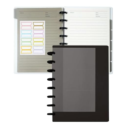 Yoment Discbound Notebook Customizable Spiral Journal Refillable 5 Subject Notebook with Removable Pages 120 Wide Ruled Disc Planner with 6 Binder Dividers & 16 Tabs for Work Meeting School, Black