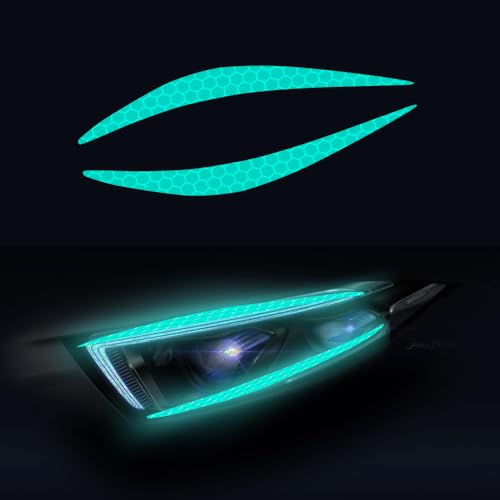 Image of 4 Pcs Reflective Eyeliner Car Decals-2 Pair Super Bright Vinyl Stickers for Headlights, High Reflective Car Headlight Eyelashes Sticker Cute Girl Car Accessory (Mint Green)