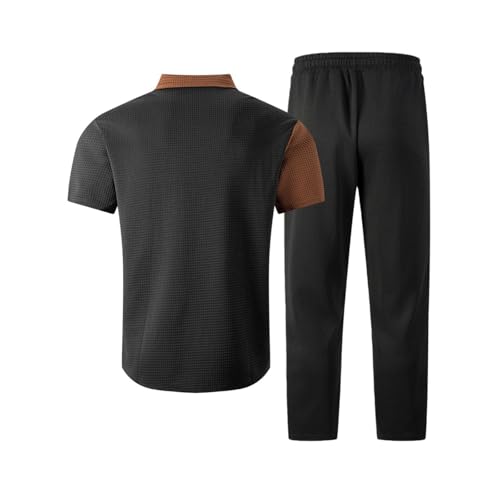 Ensemble décontracté homme short et t-shirt patchwork écossais
