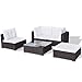 vidaXL Conjunto de Muebles de Jardín 5 Piezas Ratán Sintético Marrón Juego...