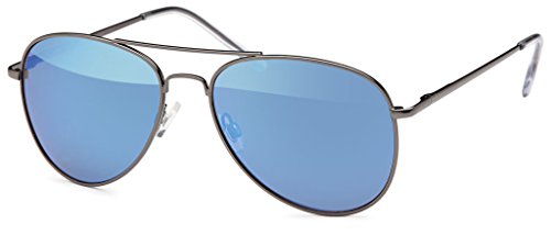 Preisvergleich Produktbild Hatstar Pilotenbrille Verspiegelt Fliegerbrille Sonnenbrille Brille mit Federscharnier (74 / Rahmen Schwarz - Glas Blau verspiegelt)