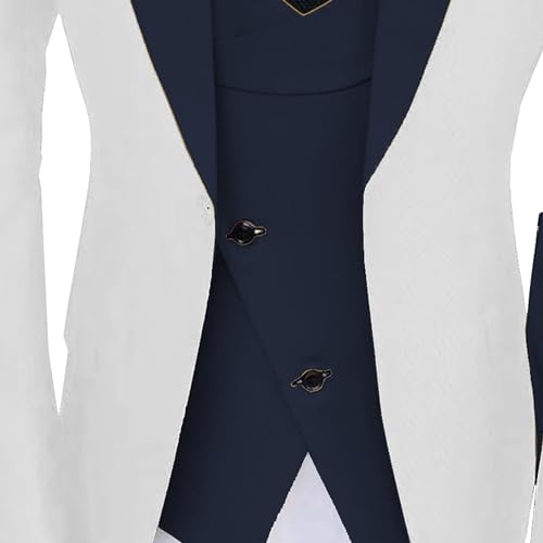 JEsilunmaMY Men's 3 Pieces Dress Suit Set Slim Fit Stylish Blazer Jacket Vest Pants Business Wedding Prom Tuxedo Suits4