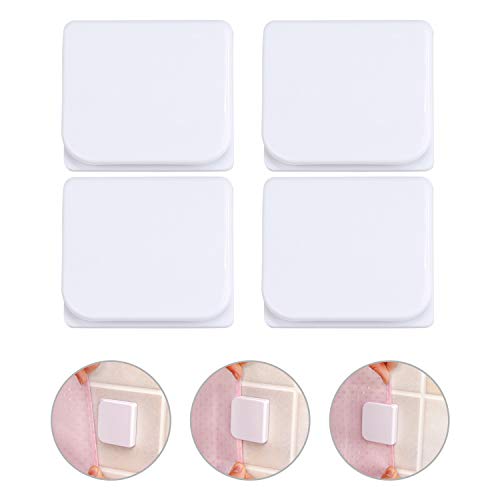 TonStyle Clips de la Cortina de Ducha, 4 Piezas Antisalpicaduras Antideslizante Cortina Clips de Parada Pinzas para Sujetar la Cortina Guardias de Ducha Proteger el Escape de Agua (Blanco)