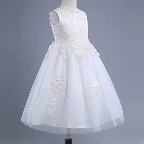 Kids Sleeveless Applique Flower Girl Dress Princess Pageant Wedding Birthday Formal Party Ball Gown3