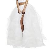 WDPL Long Women's Special Occasion Slit Tulle Evening Skirt (White, X-Large)