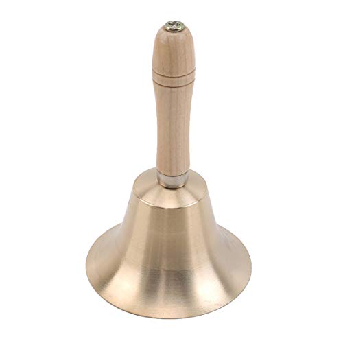 KUHRLRX Goldener Holzgriff Rasselknauf Dinner Party Handbell Weihnachtsglocken Handknospe Spielzeug Weihnachtsbaum Dekoration Geschenk,Golden