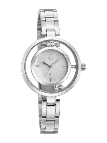 Image of Fastrack Vyb Starlet with Quartz Analog White Mother of Pearl Dial Steel Stainless Steel Strap Watch for Girls - FV60116SM01W