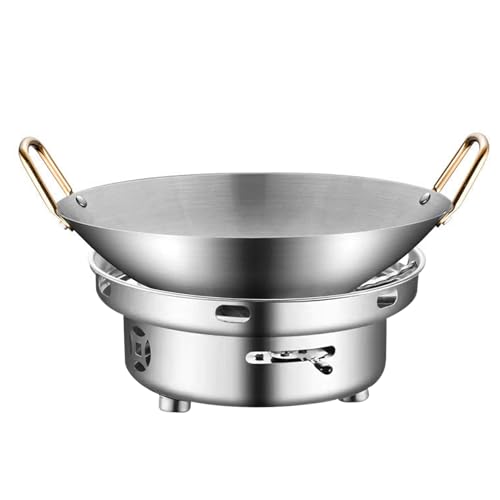 Estufa de barbacoa portátil - Cocina de barbacoa portátil | Estufa de alcohol con olla, quemador de alcohol con olla, utensilios de cocina ideales para picnics al aire libre