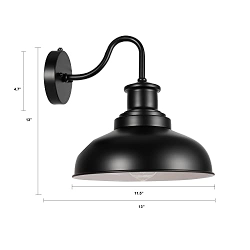 Diyel Dusk To Dawn Outdoor Gooseneck Barn Light Outdoor Wall Sconce Farmhouse Exterior Wall Mount Light Vintage Wall Lighting Fixture Industrial Black Wall Lantern For Porch, Ddrz007-2 Bk+Wh #TOP4