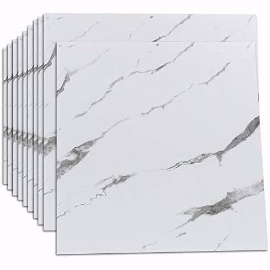 Ultimate White 10 Piece Floor Tile, Set of 10, 11.8-11.8