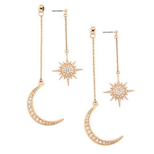 LAIMALA Dainty Long Dangle Earrings for Women Girls, Stylish Jewellry, Cute Gold Silver Dangly, Upgrade Moon Stars Sun Earring