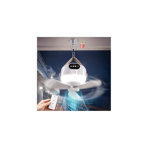 BSHSPX Cruise Ceiling Fan Magnetic Fan for Cruise Ship Cabin Approved Portable Ceiling Fan - 3 Speed Breeze & Light & Remote Collapsible Ceiling Fan for Cruise Cabin Ceiling Bedroom Travel Camping